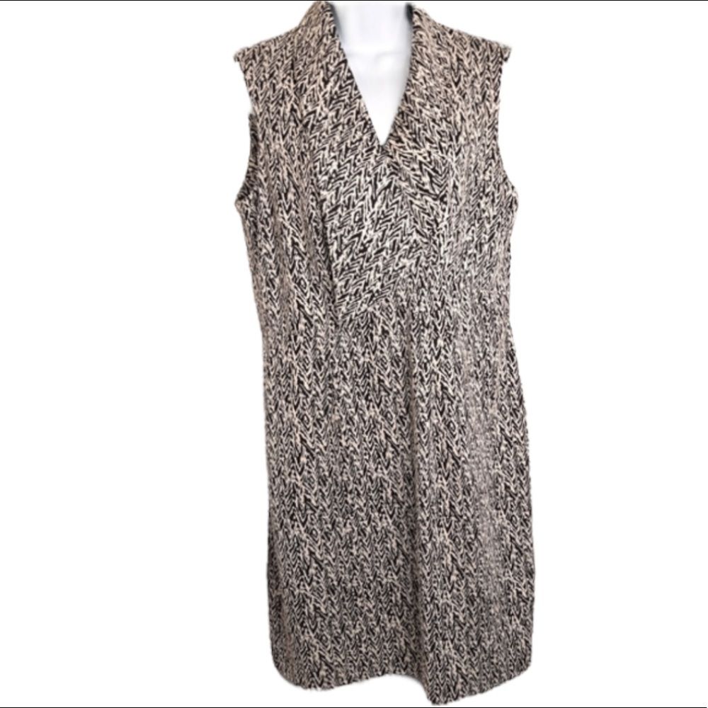 Calvin Klein Black & White Sleevelss Abstract Knit Sheath Dress Women’s Size 14